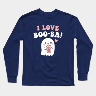 Cute Ghost I Love BOOba Boba Tea Funny Long Sleeve T-Shirt